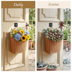MIPON 2 Pack Handmade Woven Hanging Waterproof Plastic Rattan Wicker Basket | Wall Mounted Organizer, Small & Large Storage, Bathroom, Kitchen, Entryway, Farmhouse Decor