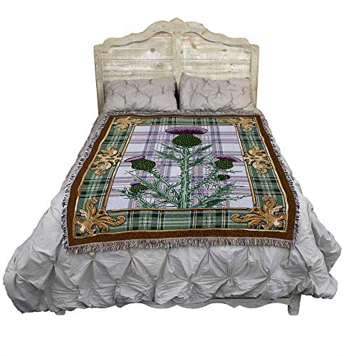 Pure Country Weavers Scotland - National Flower The Flowering Thistle Blanket - Gift Tapestry Throw - Woven from Cotton - Made in the USA (72x54) - color: Scotland Thistle, size: 72" x 54"
