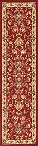 Unique Loom Sialk Hill Collection Area Rug - Washington (2' 2" x 8' 2" Runner, Burgundy/ Cream) - color: Burgundy/Cream, size: 2'2" x 8'2" (Runner)