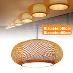 DYRABREST Antique Lantern Pendant Light - Bamboo Rattan Wicker Shade Ceiling Lamp with Adjustable Cord (16"/23.5"),Hanging Rattan Light Fixture for Kitchen,Dining, Living Room