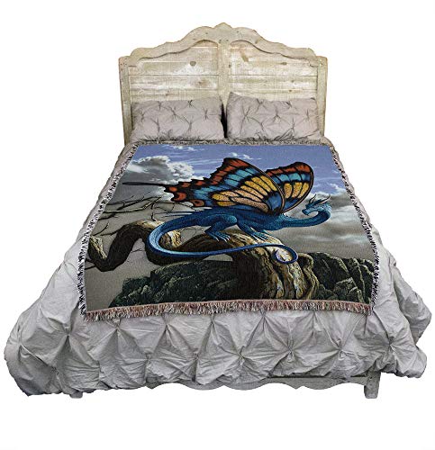 Pure Country Weavers Drakerfly Butterfly Dragon Blanket by Ciruelo - Gift Fantasy Tapestry Throw Woven from Cotton - Made in the USA (72x54) - color: Drakerfly