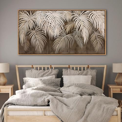 Boho Wall Art - Modern Minimalist Brown Canvas Artwork,Neutral Pictures for Living Room Textured Large Wall Art for Bedroom Wall Decor Framed Paintings 24×48IN - color: Brown, size: 48"L x 24"W