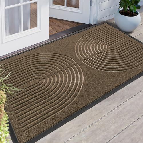 Heavy Duty Door mat Outdoor Indoor Entrance, Non Slip Welcome Mat, Natural Rubber Floor Mat for Entryway, Patio, Garage, Porch, 32"x47",Brown - color: Brown, size: 47"×32"