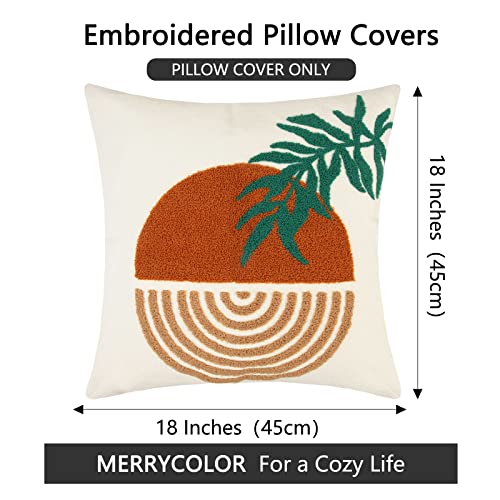 Merrycolor Orange Boho Abstract Throw Pillow Covers 18x18 Tufted Mid Century Modern Throw Pillows Sun Leaf Accent Pillow Covers Textured Boho Pillows Decorative Throw Pillows for Bed Couch Sofa - color: Style D, style: 18 x 18-Inch