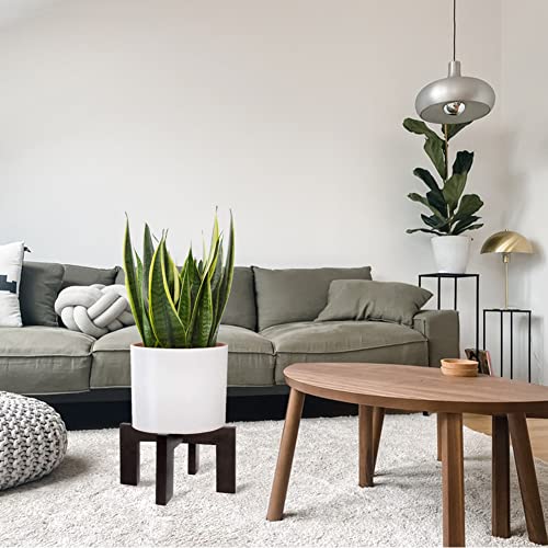 2 Pack Plant Stand Indoor Outdoor, Mid Century Plant Stand for Indoor Plants, Wood Modern Plant Holder Rattan Flower Plant stool, Low Short Boho Rustic Planter Stand, Fit 5-15 Inch Pot - color: 2 Pack Black