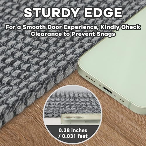 EARTHALL Woven Runner Rug 2x5 Ft Washable Runners for Hallways Cotton Non Slip Rubber Backed Kitchen Runner Braided Indoor Floor Carpet for Entryway, Hallway, Kitchen, Bedroom, Dark Gray - color: Dark Gray/Gray, size: 2' x 5' (Runner)