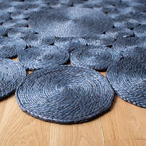 SAFAVIEH Natural Fiber Round Collection 4' Round Navy NF363N Handmade Boho Charm Farmhouse Jute Area Rug - color: Navy, size: 4' (Round)