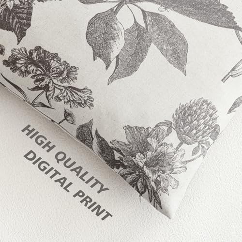 Foindtower Set of 2 Linen Floral Vintage Throw Pillow Covers Neutral Accent Decorative Cushion Covers Farmhouse Boho Home Decor for Sofa Chair Couch Bedroom Living Room,18×18 Inch,Light Gray - color: Light Gray, size: 18" x 18" (Pack of 2)