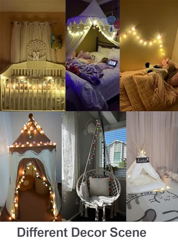 ChiRee Indoor String Lights 6.56 Feet Pom Poms Star Lights 20 LED Battery Operated String Fairy Lights Warm White Star Lights Colorful Decor Lights for Home Bedroom Kids Playhouse Holiday Christmas - style: Star-Purple