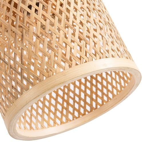 Modern Bamboo Woven Pendant Light, 2 Pack 7.8" Dome Coastal Bamboo Wicker Dome Pendant Lighting Fixture for Kitchen Dining Room Living Room Foyer - color: 7.8"- 2 Pack