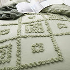 Oli Anderson Tufted Duvet Cover King Size, Soft and Lightweight Duvet Covers Set for All Seasons, 3 Pieces Boho Embroidery Shabby Chic Bedding Set (Mist Sage, King, 104"x90") - color: Mist Sage, size: King(104"×90")