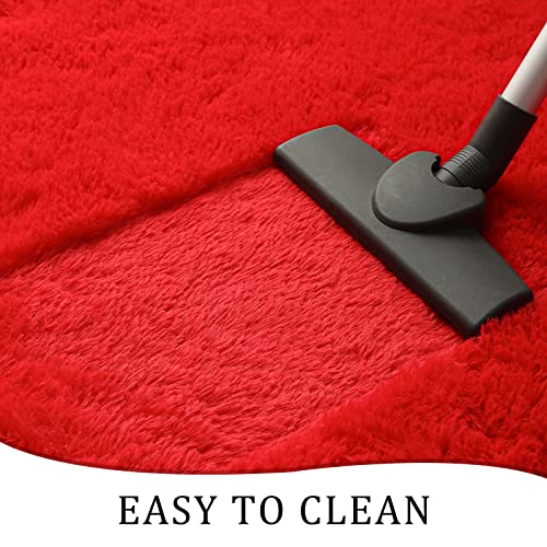 Chicrug Soft Area Rugs for Bedroom Living Room Plush Fluffy Rug 2x4 Feet, Shag Furry Area Rug Carpet Non Shedding for Nursery Children Kids Girls Room Home Decorative, Red - color: Red, size: 2' x 4' (Runner)