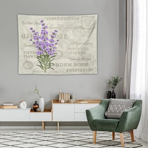 Houselerax Lavender Floral Tapestry,Spring Purple Flower Wall Hanging for Bedroom Living Room Dorm Decor, 40"x30" - color: Lavender Floral-5, size: W40xL30in