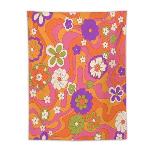 70s Vintage Flower Tapestry，Retro Floral Hippie Aesthetic Art Tapestries Home Decor for Living Room Bedroom Nursery 30"x40" - color: 70s Flower-4, size: 40"L x 30"W