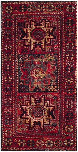 SAFAVIEH Vintage Hamadan Collection Accent Rug - 2'7" x 5', Red & Multi, Oriental Persian Design, Non-Shedding & Easy Care, Ideal for High Traffic Areas in Entryway, Living Room, Bedroom (VTH213A)