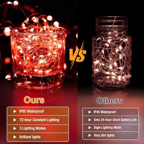20 Pack Fairy Lights Battery Operated - 7ft 20 Led Twinkle Lights 3 Modes, Bulk Mini String Lights Waterproof for Mason Jars Vases DIY Party Wedding Decoration Christmas - Red - color: Red, size: 20 Pack
