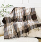 BATTILO HOME Brown Plaid Throw Blanket for Couch - Fall Plaid Blanket Buffalo Plaid Blankets - Lightweight Farmhouse Outdoor Throw Blankets for Bed, Sofa (50"x60", Coffee) - color: Coffee