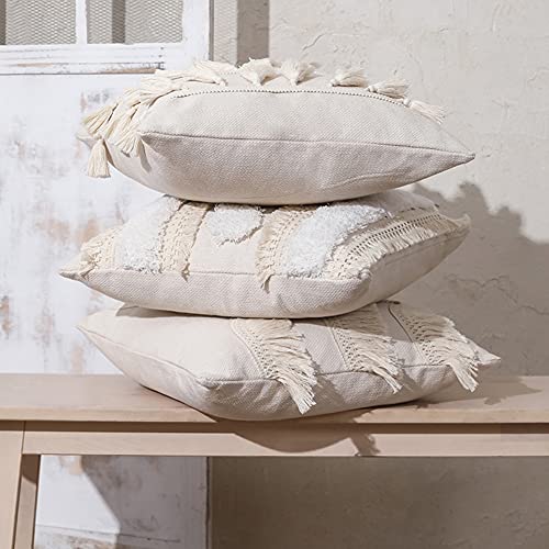 vctops Bohemian Geometric Fringe Throw Pillow Cover Rustic Moroccan Square Cushion Cover for Bed Sofa Couch (Beige G,18"x18") - color: Beige G, size: 18''x18''