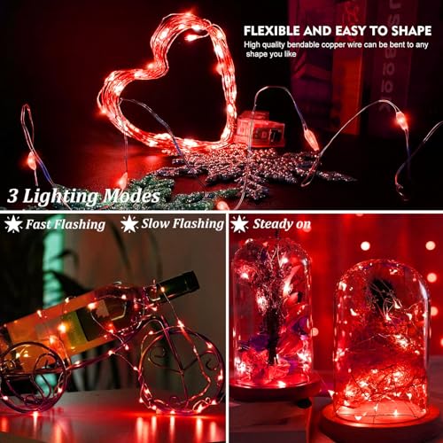 AIKEI 6 Pack LED Fairy Lights Battery Operated, Mini String Lights Waterproof 7ft 20 Led Firefly Starry Lights for Wedding Party Bedroom Garden Christmas Decoration Red - color: Red, size: 6PCS-STANDARD