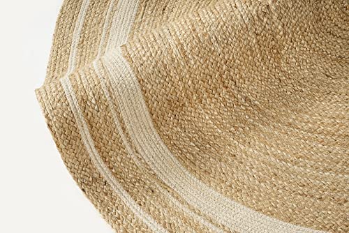 GRUHUM Handwoven 3ft Jute Area Rug- Natural Fiber Cotton Round Boho Farmhouse Rustic Vintage Soft Braided Reversible Eco-Friendly Rugs-Indoor Kitchen Bedroom Living Room Hallways (3' ft Round) - color: Natural- 14, size: 3' (Round)