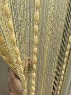 Door String Curtain Flat Silver Ribbon Thread with Shaggy Tassel Room Divider, 39’’x79’’ (Beige-style2) - color: Beige-style2