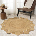 JONATHAN Y Eden Jute Hippie Circle Natural 5' Round Indoor Area Rug, Natural-Fibers, Geometric, Easy-Cleaning for Living Room, Bedroom, Kitchen, Pet Friendly, Non-Shedding (RNF102A-5R) - size: 5' (Round)
