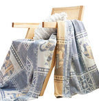 MEJU Elephant Check Geometric Muslin Lightweight Summer Blanket for Bed Sofa Couch, 100% Combed Cotton 2 Layer Soft Warm Quick Dry Throw Blanket Bed Coverlet Sheet Blue F/Q 80 in X 90 in - color: Elephant Blue, size: F/Q 80 in x 90 in