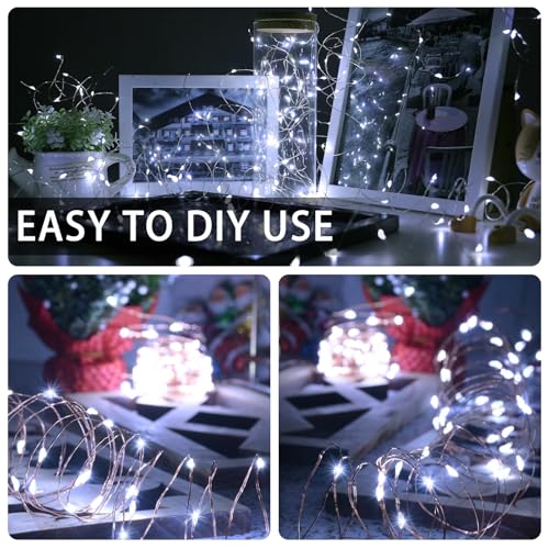 12 Pack White Fairy Lights Battery Operated, 7ft 20 LED Mini String Twinkle Lights for Christmas Halloween Easter Mason Jars Centerpiece Table Decorations (12, White) - color: White