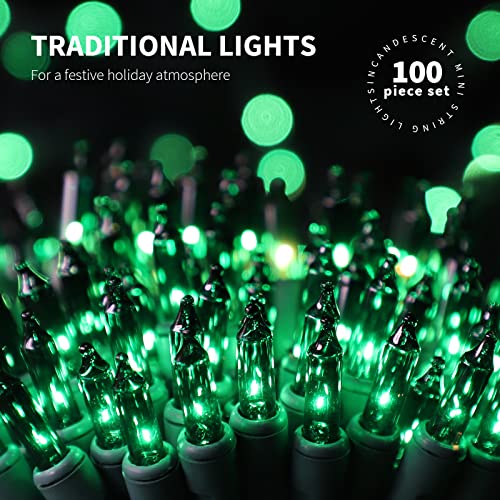 100LIGHTS Green Extra-Bright with End Connectors Christmas Decorative Lights 5.98m UL Certified Mini String Light Set Waterproof for Home Garden Holiday Christmas Tree Party Patio Wedding - color: Green, size: 100 COUNT-1PACK