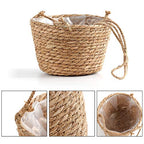 Hanging Planters for Indoor Plants, Hanging Planter with Jute Rope Woven Hanging Flower Pots Hanging Plant Holder Hanging Basket Retro Style Straw Basket for Office Party (1 Pack)
