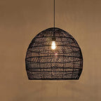 Arturesthome 17.6" Black Kitchen Island Pendant Light,Rattan Woven Pendant Light Shades Handmade Hanging Light Ceiling Light for Living Room,Entryway, Foyer - color: Black, size: 17.68in*15.7in