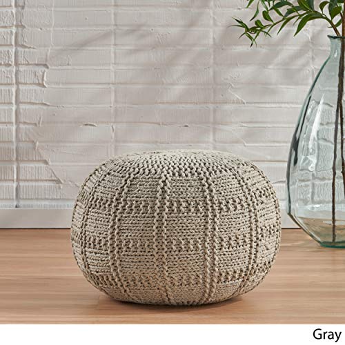 Christopher Knight Home Yuny Fabric Pouf, Grey - color: Grey