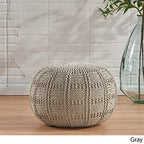 Christopher Knight Home Yuny Fabric Pouf, Grey - color: Grey