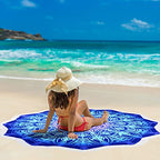 Large Microfiber Boho Mandala Beach Towel Round Bohemian Beach Blanket Hippie Indian Throw Blanket Beach Tapestry Sand Free Quick Dry Yoga Picnic Mat Wall Decor Circle Tablecloth,59'',Ocean Blue - color: Ocean Blue Mandala