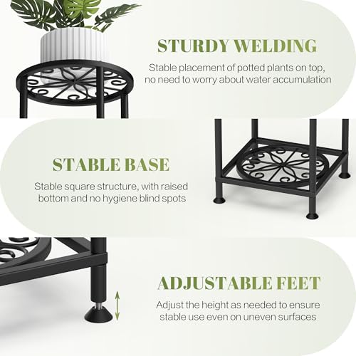 4 Tier Plant Stand Indoor Outdoor, Metal Flower Shelf Display Holder, Multiple Plants Corner Tall Flower Holders for Patio Balcony Porch Garden Living Room (Black) - color: Flower Black, size: 4 Tier