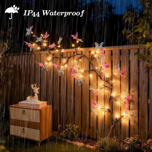 Willow Vine Light with Butterfly 48LED 5.9FT Enchanted Wall Decoration Vine Lights 8 Light Modes for Indoor Home Wall Decoration(Warm White)