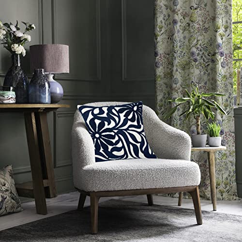 Alysheer Farmhouse Floral Leaves Embroidered Decorative Throw Pillow Cover 18x18 inches, Boho Tufted Flowers Embroidery Pattern Chic Cotton Cushion Case for Couch Bed Sofa Living Room(Navy Blue) - color: Navy Floral, size: 18" x 18" (Pack of 1)
