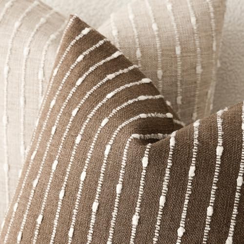 Foindtower Pack of 2 Decorative Jacquard Boucle Throw Pillow Covers Accent Textured Striped Pillowcases Cozy Modern Cushion for Couch Sofa Bedroom Living Room Home Decor 18x18 Inch Brown - color: Brown, size: 18" x 18" (Pack of 2)