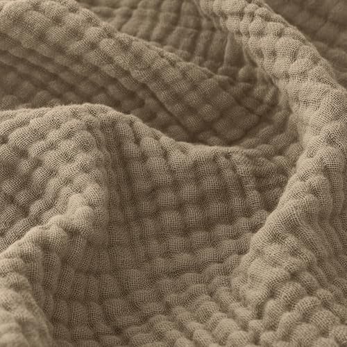 EMME Cotton Muslin Throw Blanket for Couch Breathable Gauze Soft Lightweight Blankets for Adults (Tan, 50"x60") - color: 03 - Tan, size: Throw (50" x 60")