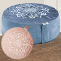 Hihealer Meditation Cushion, Traditional Tibetan Meditation Pillow Velvet Cover - Large Floor Cushion Seating for Adults - Yoga Buckwheat Bolster for Women、Moms - color: Blissful Pink & Aqua