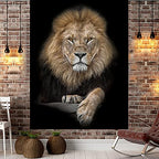 Jaccaws 3D Lion Wall Art, African Lion Wall Tapestry, 59''x79'' for Bedroom & Living Room Decor