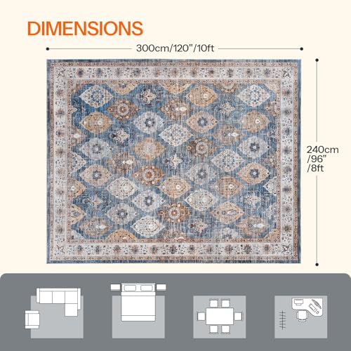 HOOBRO Washable Rug 8 x 10 Area Rugs for Living Room, Non-Slip Stain Resistant Rug, Low Pile Soft Rug Indoor Large Carpets Pet Friendly Mat, for Bedroom Kitchen Dining Room, Light Blue BU05AR01 - color: Light Blue, size: 8' x 10' (Rectangular)