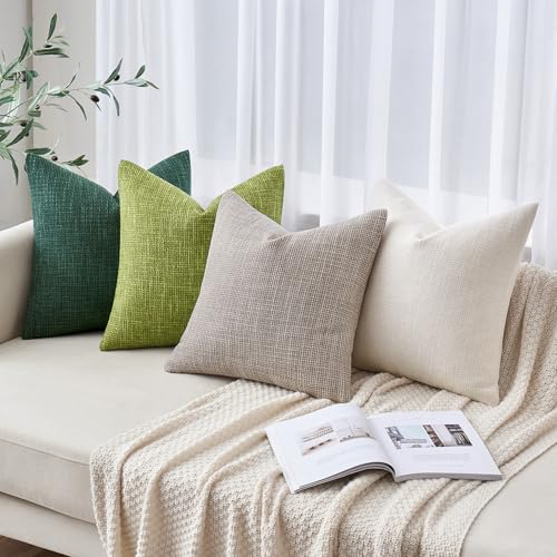 MIULEE Burlap Linen Throw Pillow Covers 20x20 Inch Set of 2 Green Spring Decorative Pillows Modern Farmhouse Pillowcases Soft Accent Cushion Covers for Outdoor Couch Sofa Bedroom Livingroom Home Decor - color: Green, size: 20" x 20" (Pack of 2)