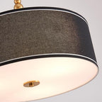 Shrine Lighting Drum Chandeliers, Farmhouse Style, Perfect Drum Pendant Light for Dining Room, D20'' x H7'', Adjustable Chains 59'', E26*3 Sockets, Black Linen Fabric Lampshade & Gold Rod - color: Black&Gold D20''