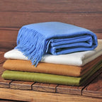 CUDDLE DREAMS Premium Cashmere Throw Blanket with Fringe, Luxuriously Soft (Porcelain Blue) - color: Porcelain Blue
