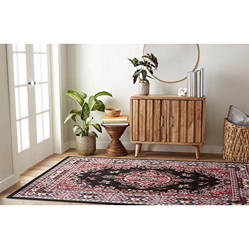 Home Dynamix Premium Sakarya Traditional Medallion Border Area Rug, Black, 21"x35" Rectangle - color: Red / Black, size: 1'9" x 2'11" (Rectangular)