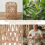 Kifmurase 3Pcs Small Rattan Lamp Shade, Boho Shades, Vintage Hanging Light Shade, 5.9" H x 4.7" D Cylinder Woven LampShades for Floor Lamps Pendant Light Chandelier Wall Sconces Light Fixture