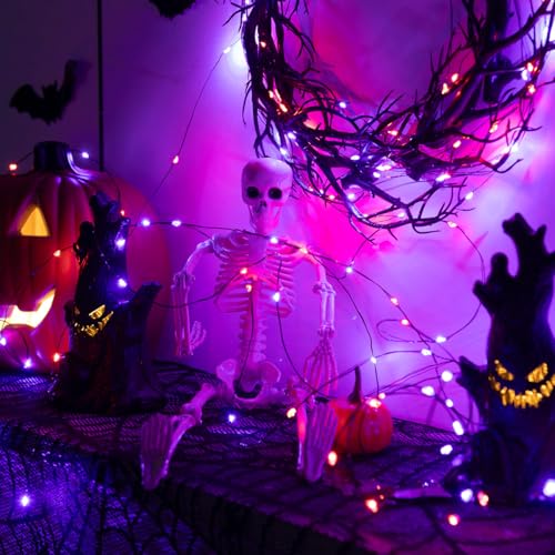 Halloween Fairy Lights 100FT 300 LED Waterproof Plug in Purple and Orange LED String Lights with Remote 8 Modes for Indoor or Outdoor, Patio, Backyard,Garden - color: Purple Orange, size: 100FT 300LEDs