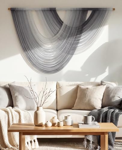 Tempospark Large Macrame Wall Hanging, 59x39 Inch Boho Wall Hanging, Macrame Wall Art Hand-dyed Ombre Design for Bedroom Living Room Apartments Entryways, or Above Bed - color: Gray