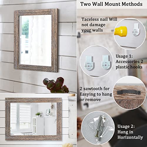AAZZKANG Mirror with Wood Framed Rectangle Rustic Wall Mirrors Decor Large 20"x16" for Bedroom Bathroom Living Room Entryway - color: Light Tan, size: 20"L x 16"W